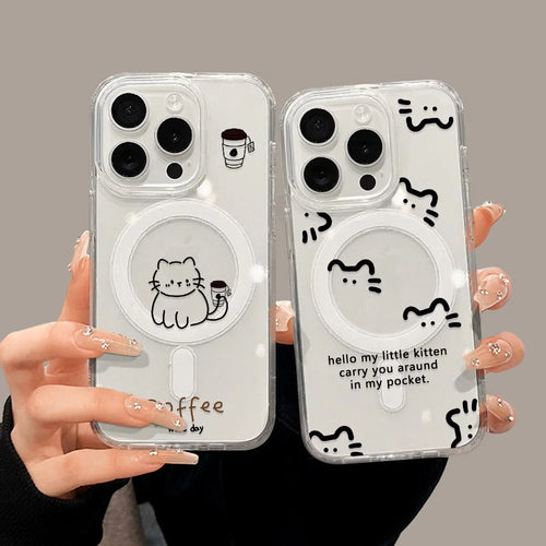 Cute Cat MagSafe Magnetic Clear Phone Case