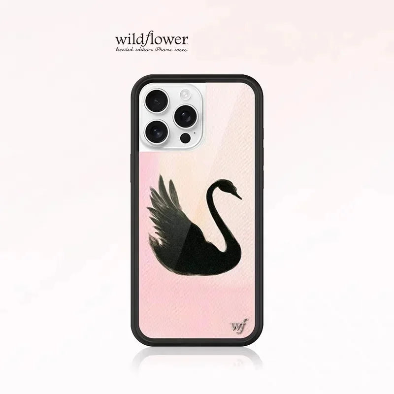 Wildflower 3D Black Swan Phone Case For iPhone