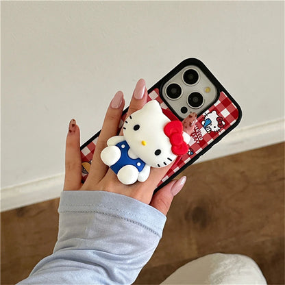 Fashion Cute Kitty Cat Plaid Pattern Magnetic Phone Case For iPhone