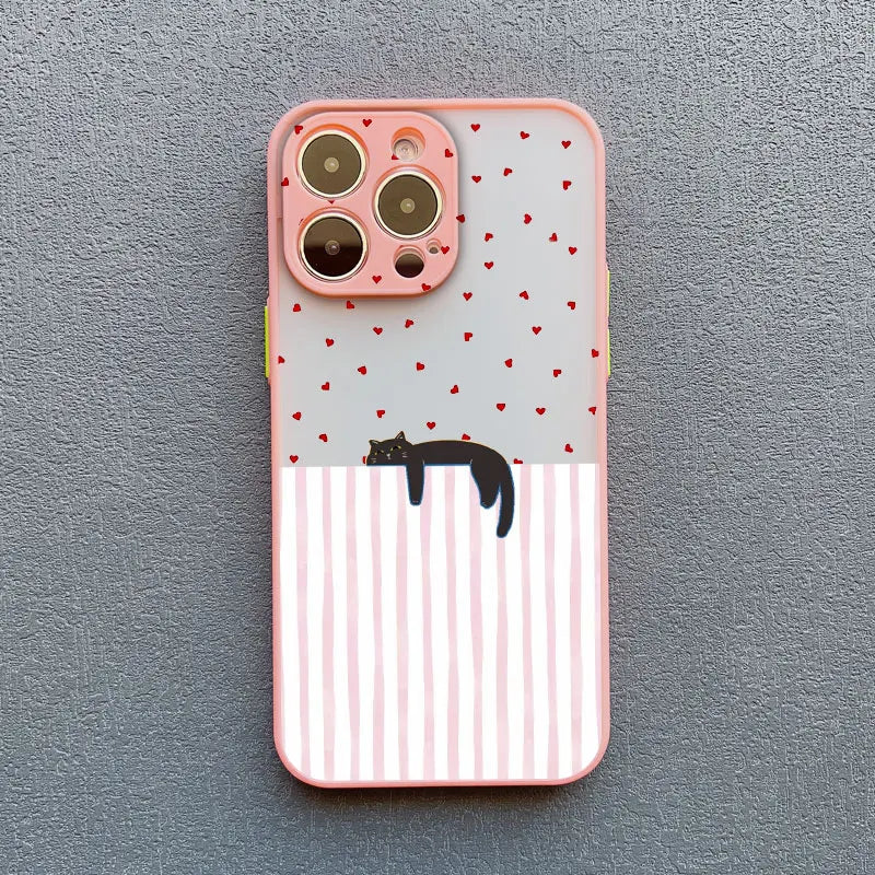 Artistic Black Cat Striped Pattern Phone Case For iPhone