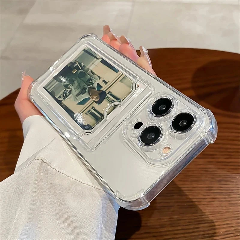 Transparent Card Slot Bag Holder Phone Case For iPhone