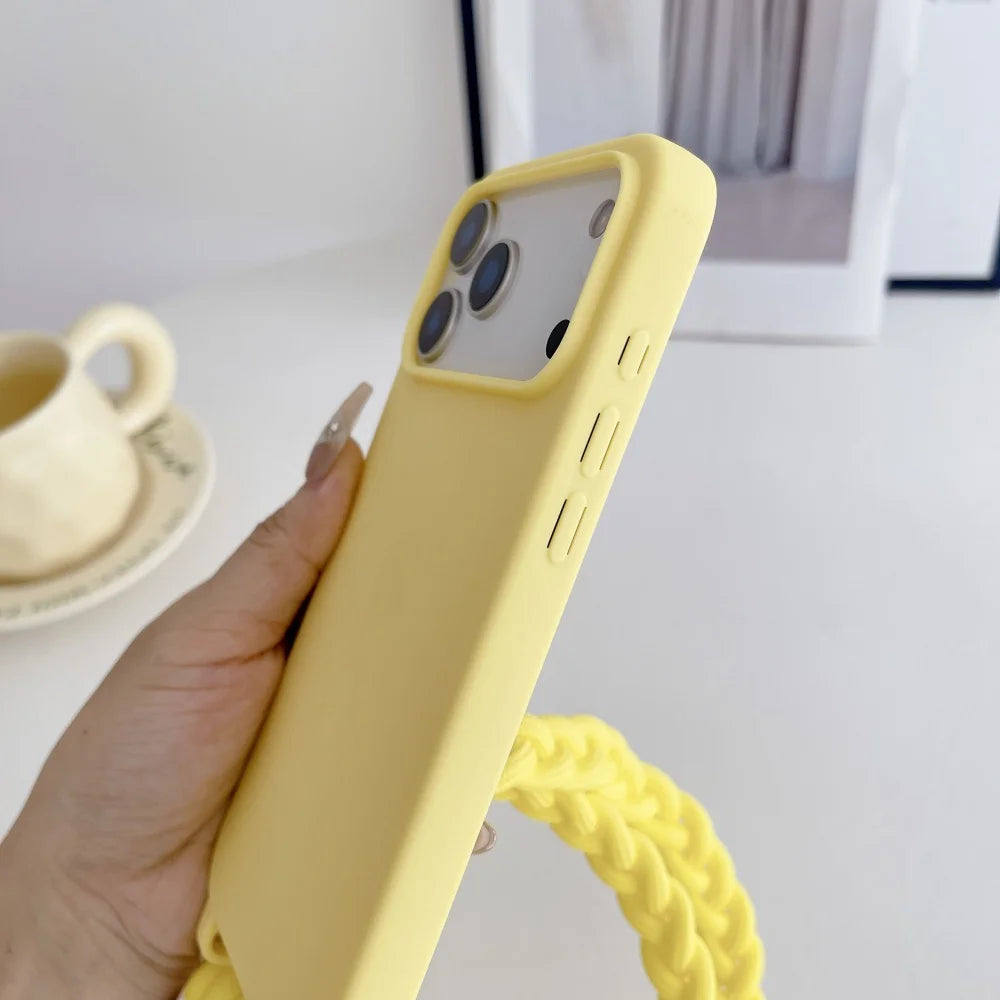 For iPhone Lanyard Case Crossbody Knit Lanyard Candy Soft Phone Cover iPhone