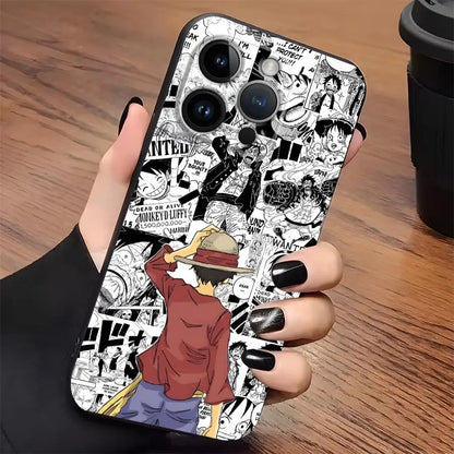 One Piece Luffy Adventure King Black Soft Phone Cover Case For iPhone