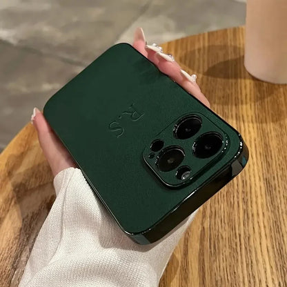 Personalised Customized Initials Name Case For iPhone Luxury Leather Plating Leather Cover