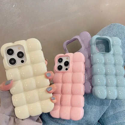 Cute Cartoon 3D Block Lattice Case For iPhone