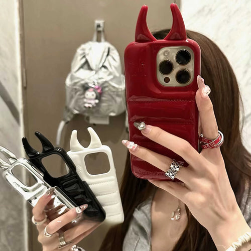 Soft Cute Patent Leather Down Phone Case
