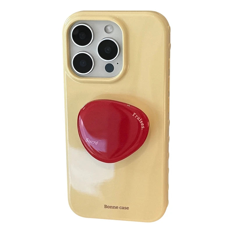 Korean Style Simple Solid Colors With Phone Holder Stand Case For iPhone Shockproof Protective Cover﻿