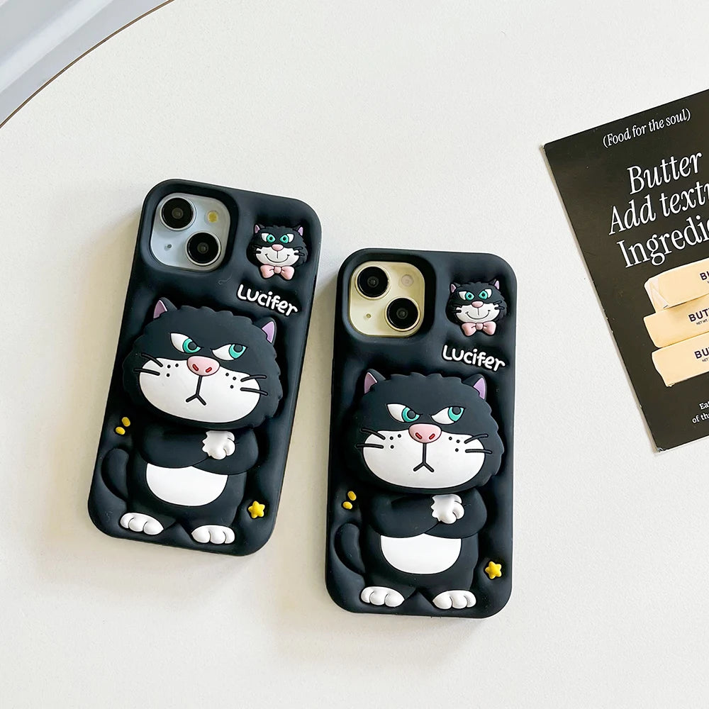 Cute 3D Cartoon Lucifer Cat Phone Case