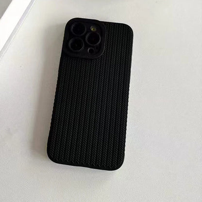 Woven Pattern Silicone Phone Case For iPhone Lens Protection Shockproof Soft Bumper Back Cover