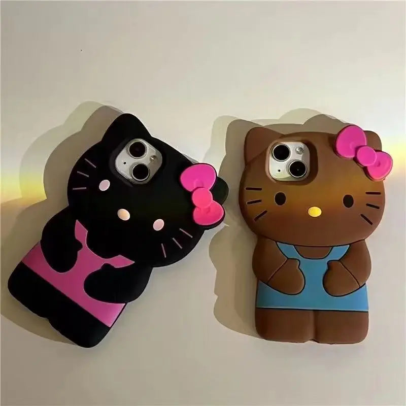 Bowknot Kitty Cat 3D Silicone Soft Phone Case For iPhone