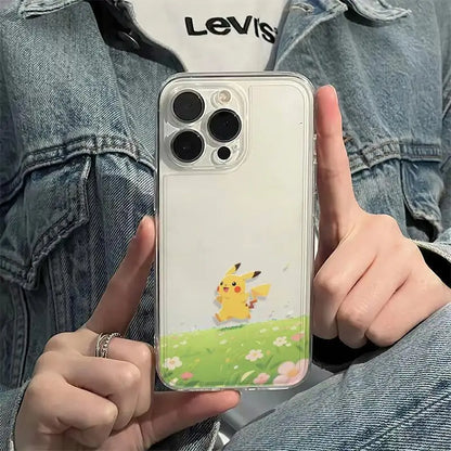 Kawaii Happy Pokemon Pikachu Phone Case For iPhone Transparent Cover