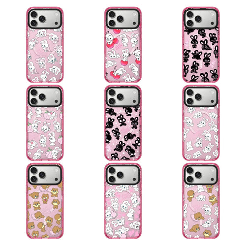 Rabbit Cherry Strawberry iPhone Case With Pink Border