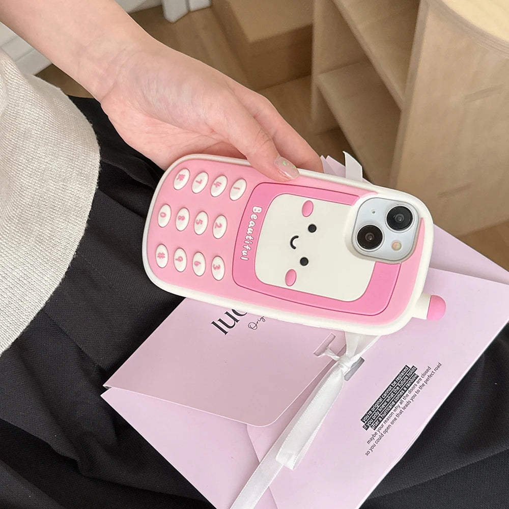 Kawaii 3D Retro Mobile Phone Design Soft Silicone Phone Case For iphone