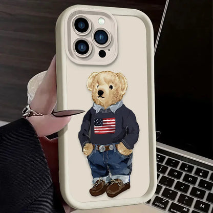 Fashion Luxury Bear Phone Case For iPhone – Soft Silicone Cover