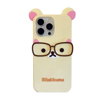 Cute Cartoon Glasses Rilakkuma Bear Soft Silicone Phone Case