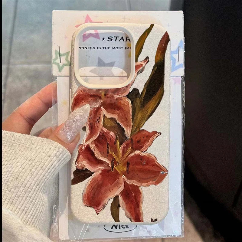 Pink Lily Oil Painting iPhone Case – Soft Silicone Cover