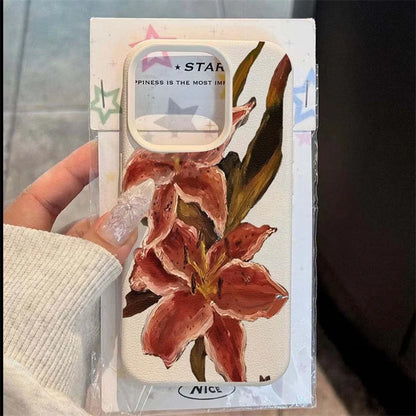 Pink Lily Oil Painting iPhone Case – Soft Silicone Cover