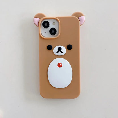 Fashion Cute 3D Cartoon Rilakkuma Bear Soft Silicone Phone Case Back Cover For iPhone