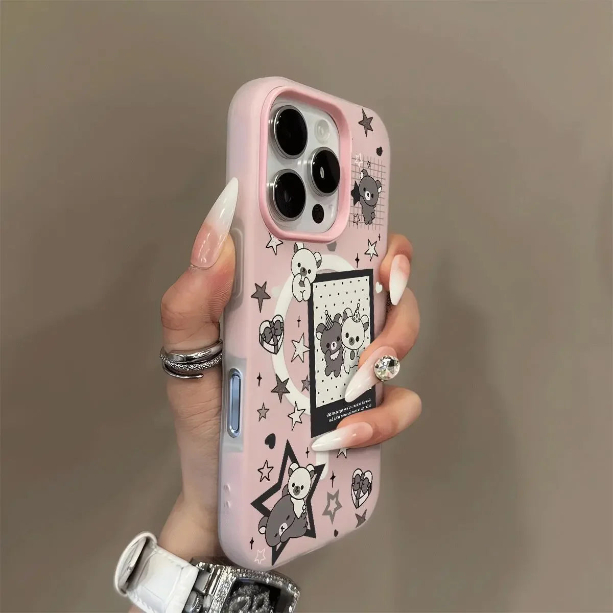 Luxury Candy Cute Lucky Bear For Magsafe Charge Matte Phone Case For iPhone
