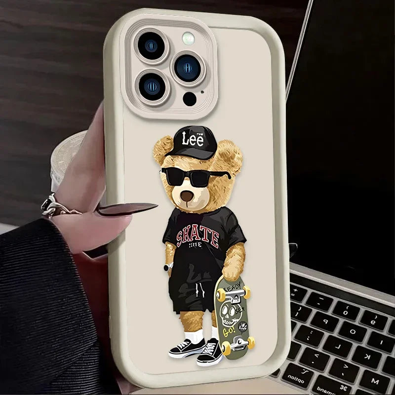 Fashion Luxury Bear Phone Case For iPhone – Soft Silicone Cover