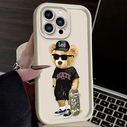 Fashion Luxury Bear Phone Case For iPhone – Soft Silicone Cover