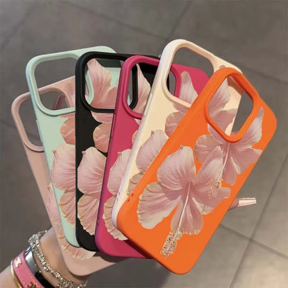 Pink Hibiscus Elegant High Aesthetic Phone Case For iPhone