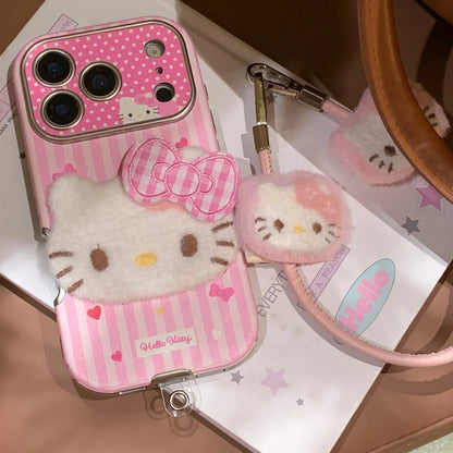 Hello Kitty Shockproof Leather Phone Case With Lanyard