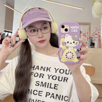 Kawaii Telephone Hello Cat Phone Case For iPhone Cartoon Soft Silicone Back Cover Capas