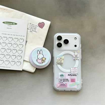 Korean Cute Rabbit MagSafe Card Holder iPhone Case
