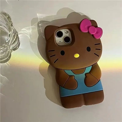 Bowknot Kitty Cat 3D Silicone Soft Phone Case For iPhone