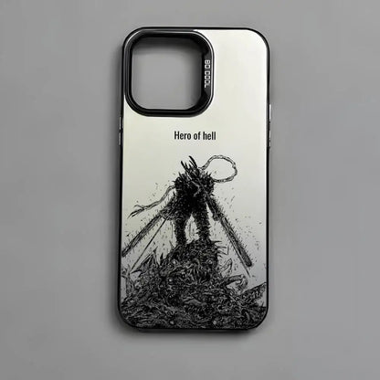 Anime Chainsaw Man iPhone Case – Multicolor Metallic Matte Finish