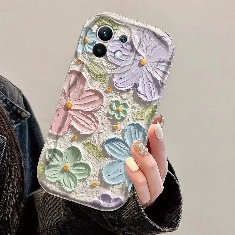 Retro Oil Painting Daisy Flowers Phone Case For iPhone