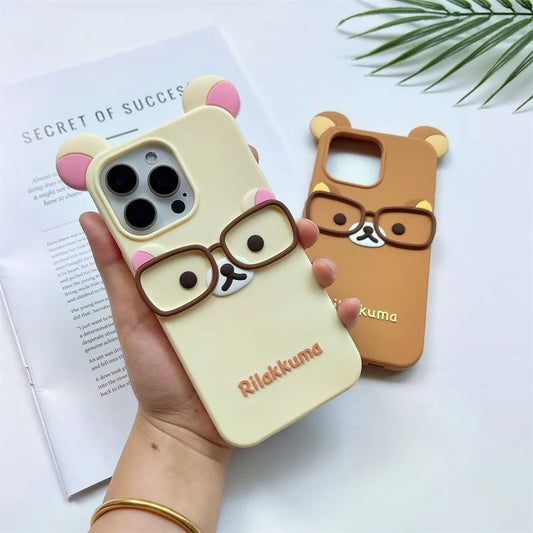 Cute Cartoon Glasses Rilakkuma Bear Phone Case