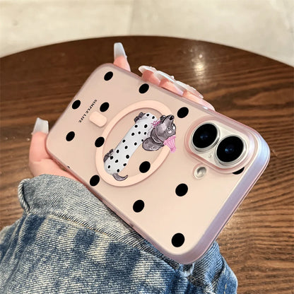 Dot Dachshund Letter Print Wireless Charging Phone Case For Magsafe iPhone