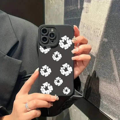 Cases iPhone Black Stylish Flower Patterned Design Phone Cover