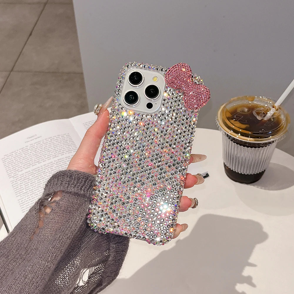 3D Glitter Bowknot Diamond Crystal Phone Case For iPhone Shockproof Bling Cover Case