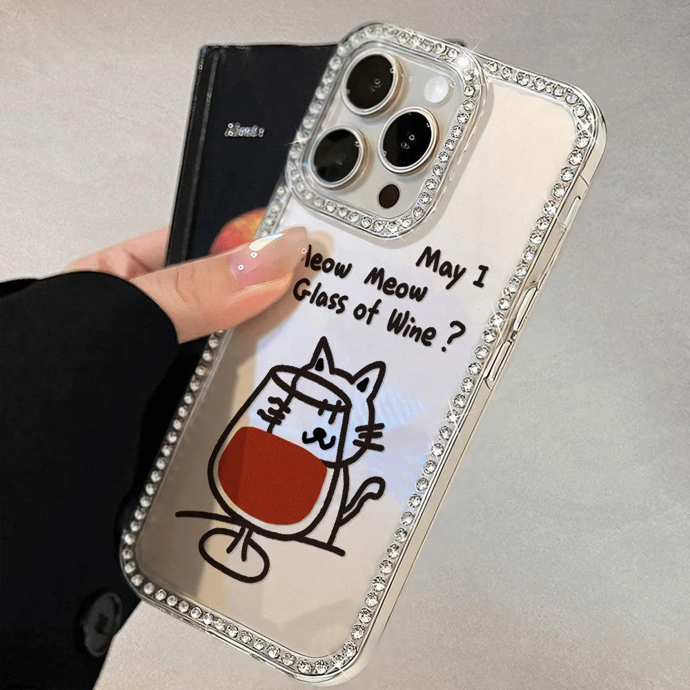 Bling Glitter Cute Cat Phone Case For iPhone