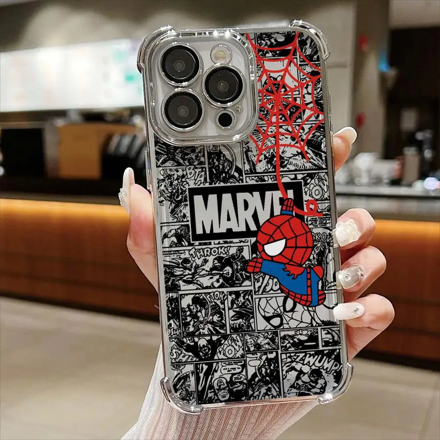 Clear Marvel Spiderman Phone Case For iPhone – Cartoon Design