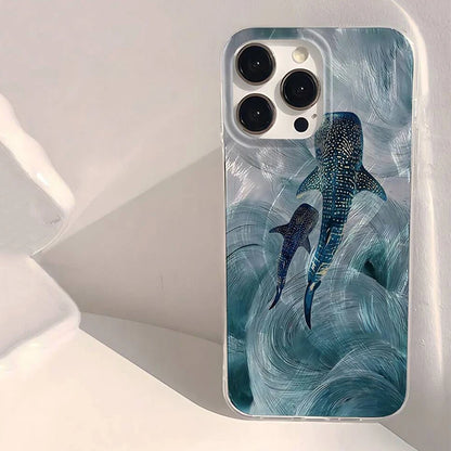 Ocean Shark Whale Design Phone Case For iPhone Shockproof Bumper Cover﻿