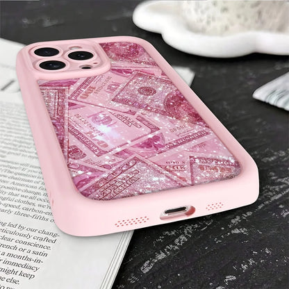 Pink Dollars Full-Coverage Banknote Design Silicone Phone Case For iPhone