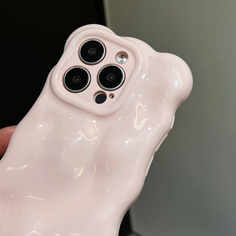 Glossy Light Pink 3D Bubble Texture Shockproof Case For iPhone