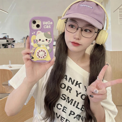 Kawaii Telephone Hello Cat Phone Case For iPhone Cartoon Soft Silicone Back Cover Capas