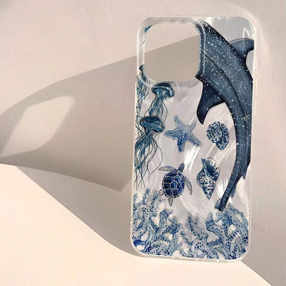 Ocean Shark Whale Design Phone Case For iPhone Shockproof Bumper Cover﻿