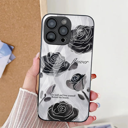 Black Flower Phone Case For iPhone