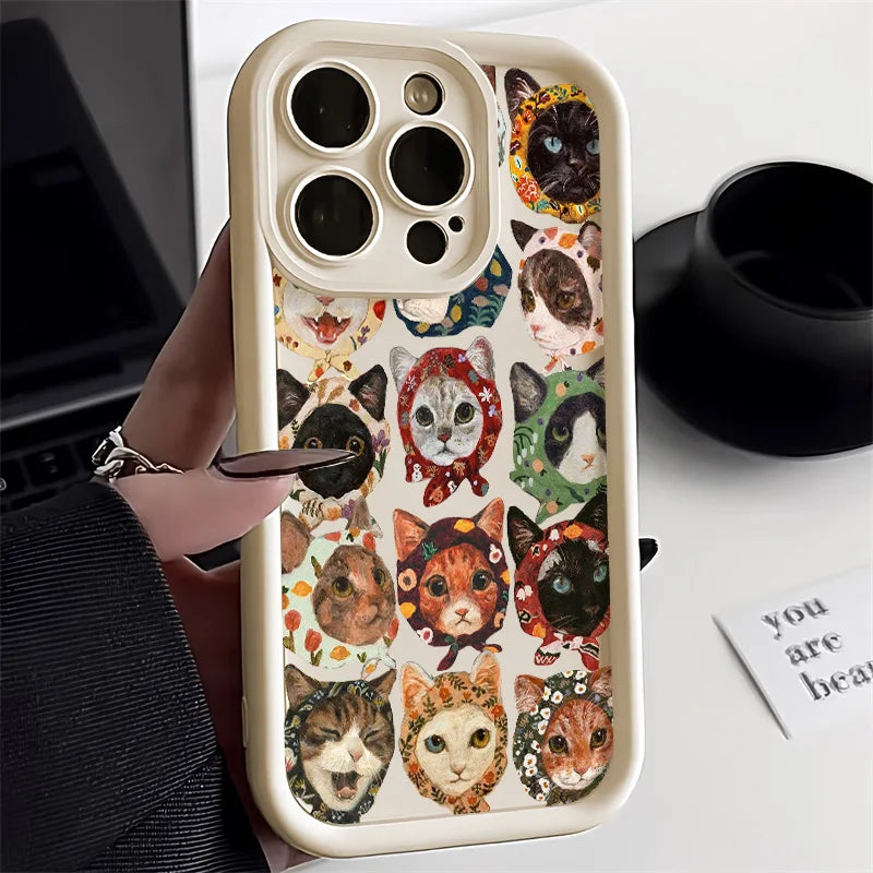 Candy Color Cute Cat Phone Case For iPhone
