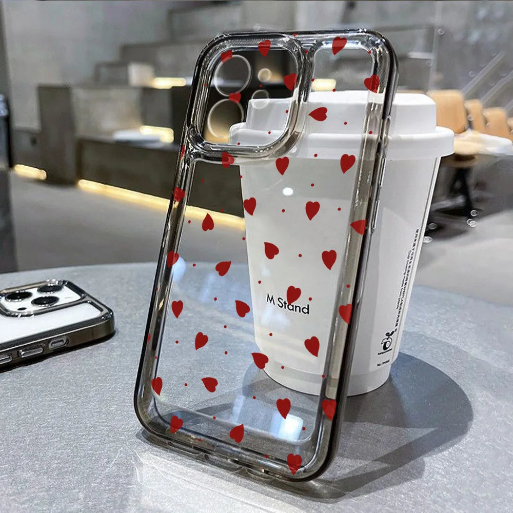 Love Heart Clear Phone Case For iPhone Soft Shockproof Cover