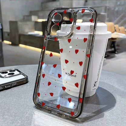Phone Case For iPhone  Love Heart Clear Shockproof Cover