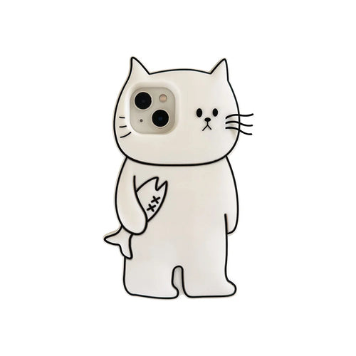 Japan Ins 3D Cartoon Bearded Cat Soft Silicone Case Shock Proof Cover For iPhone