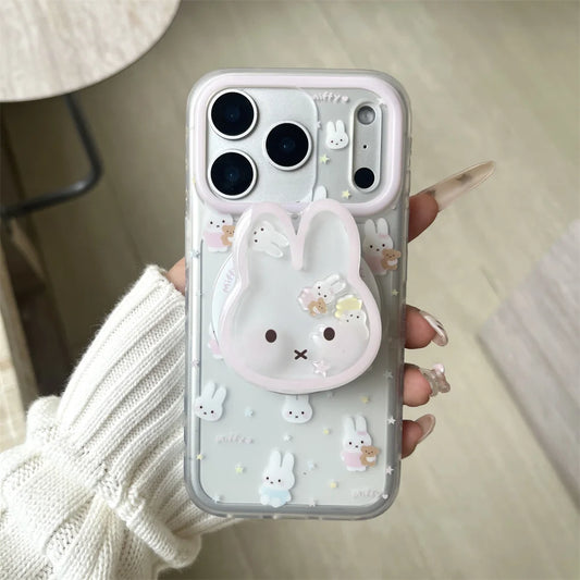 Korean INS Simple Star Rabbit Magnetic Stand Phone Case For iPhone