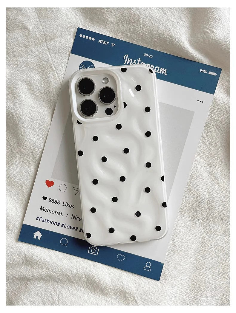Love Polka Dot Folds Texture Phone Cases For IPhone